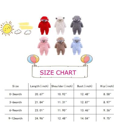 Voopptaw Warm Baby Winter Jumpsuit Fleece Romper | Cute Thick Bear Snowsuit 0-3 Months - Sky Blue - Buy Online on GoSupps.com