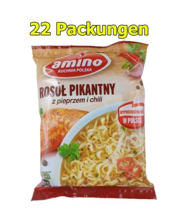 rumarkt Amino Pack of 22 Instant Polish Chicken and Chili Soups (22 x 58g)