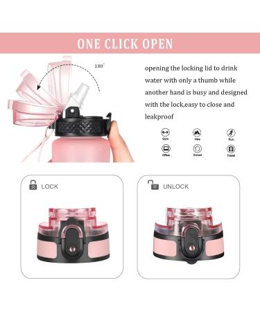 GOPLUS Kids Water Bottle with Straw Lid, 10pcs Stickers, 17 oz - Leak-proof BPA Free Tritan Plastic, Motivational Time Marker, for Girls Boys Toddler School Sports, Pink - 2 Lids - Buy Online on GoSupps.com