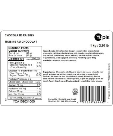 Yupik Chocolate Raisins Milk Chocolate 1Kg 1 kg (Pack of 1) - Buy Online on GoSupps.com