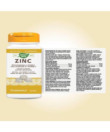 Nature s Way Zinc with Echinacea & Vitamin C - Immune Support Supplement with Zinc Echinacea and Vitamin C Natural Wild Berry Flavour - 120 Lozenges Value Size 120 Count (Pack of 1) - Buy Online on GoSupps.com