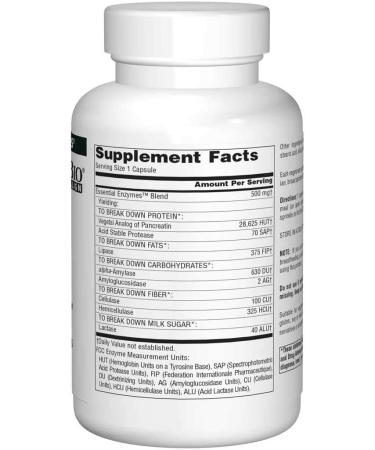 Source Naturals Vegetarian Daily Essential Enzymes 500mg - 240 Capsules for Digestive Support - Buy Online on GoSupps.com