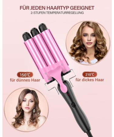 Professional Hair Curler with Curling Cone - 25mm Ceramic Curling Iron for Perfect Curls and Wavy Hair - 3 Head Curler Quick - Buy Online on GoSupps.com