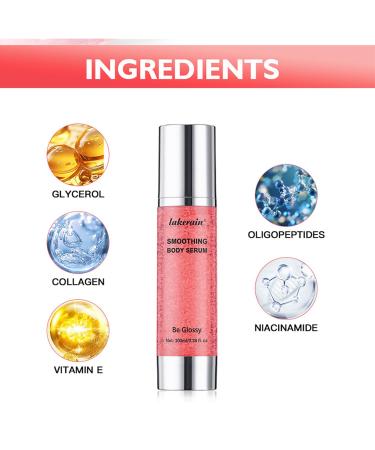 Be Glossy Smoothing Body Serum for Wrinkles Anti-Aging Infused with Hyaluronic Acid Vitamin E Glycerin Niacinamide Firming & Hydrating Body Serum Repairing for Silky Skincare - Buy Online on GoSupps.com