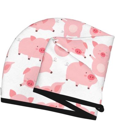 Kawaii Pigs Microfiber Hair Towel - Soft Super Absorbent Coral Velvet Cap for Long Curly & Thick Hair - Buy Online on GoSupps.com