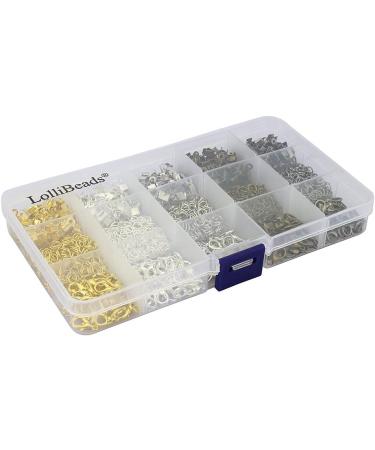 LolliBeads 1900Pcs Jewelry Making Kit: 5 Colors, 150 Lobster Claw Clasps, 1250 Jump Rings, 500 Fold Over Cord Ends - MixColor Findings- JumboKits - Buy Online on GoSupps.com