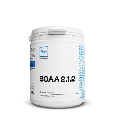BCAA 2.1.2 Pre-Workout | Powerful Booster • Overdosed with Leucine and Valine • Non-GMO • Bodybuilding & Fitness | Nutrimuscle | 120 Capsules