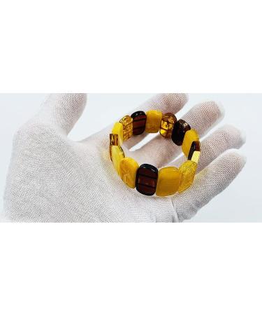 Natural Baltic Amber Stretch Bracelet - Handmade Multicolor Amber Jewelry from Certified Amber Beads - Buy Online on GoSupps.com