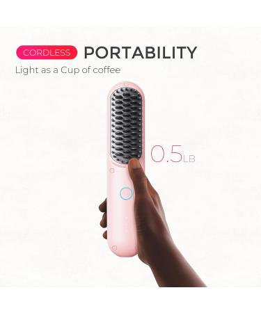 TYMO Cordless Hair Straightener Brush - Portable Mini Ionic Straightening Comb for Travel Lightweight Ceramic Hot Brush for Women - Pink - Buy Online on GoSupps.com