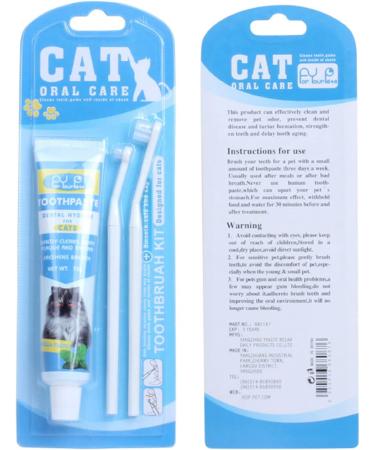 Pet Toothpaste Toothbrush Kit Long Handled Ultra-Soft Bristle Toothbrush Pet Cat Teeth Care Cleaning Cat Cleaning Kit - Buy Online on GoSupps.com