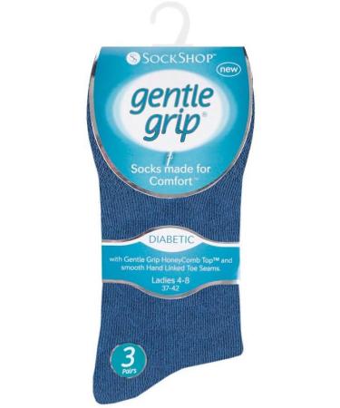 Gentle Grip 6 Pack Ladies Diabetic Socks 5-9 US (Light Blue) - Comfortable & Non-Binding - Buy Online on GoSupps.com