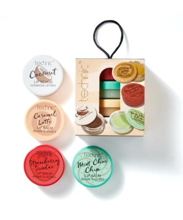 Technic Lip Balm & Scrub 4Pc Gift Set - 4 Flavours - Nourishing Coconut Sugar Scrub Lip Treatment & Softening Lip Balms - Vegan and Cruelty Free - Buy Online on GoSupps.com