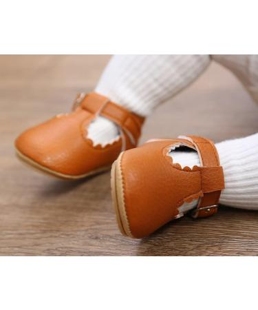 Baby Anti-Slip First Walking Shoes | Soft Sole Toddler Sneakers for Boys and Girls | Infant PU Leather Prewalkers with Sock | 6-12 Months Brown - Buy Online on GoSupps.com