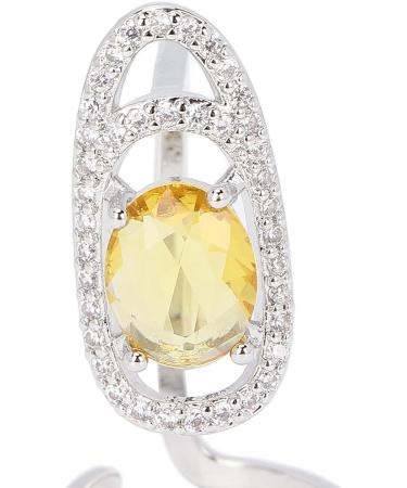 TIKATARER Nail Rings Fingernail Ring Rhinestones Nail Ring Nail Rings With Nails Attached Shiny Delicate Finger Nail Cover Ring Nail Art Charm for Dancing Party Dating (Yellow) - Buy Online on GoSupps.com