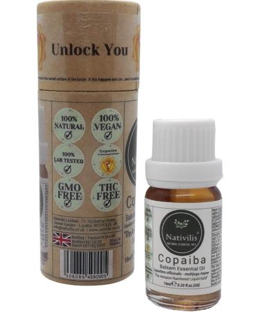 Nativilis Copaiba Balsam Essential Oil 10ml - 100% Natural Copaifera Officinalis - GC/MS Tested Therapeutic Oil - Buy Online on GoSupps.com