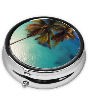 Beach Coconut Sunshiner Round Pill Box | 3 Compartment Organizer for Purse & Pocket | Portable Travel Pill Box - Shop Now - Buy Online on GoSupps.com