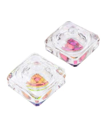 2pcs nail glass crystal cup Glass Nail Cup Transparent Glass Dappen Dish containers with lids monomer acrylic nail liquid dish Liquid Styling nails glass jar manicure 4X4cm Transparent Color 2