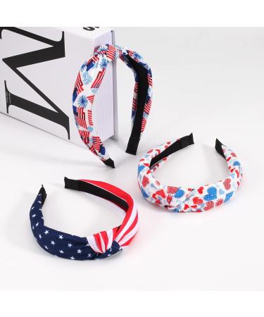 3pcs American Flag Wide Headbands for Women & Girls - Patriotic USA Knotted Hairbands in Red, White, Blue | Independence Day 4th of July Celebration - Buy Online on GoSupps.com