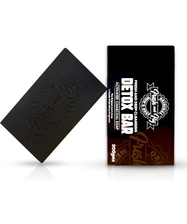Fresh & Fly Mens Soap Bar for Face Body 300g - 4X Bigger 4X Longer - Natural Exfoliating Charcoal Soap for Deep Cleansing Detox & Refresh - Black Soap Crafted in UK - Buy Online on GoSupps.com