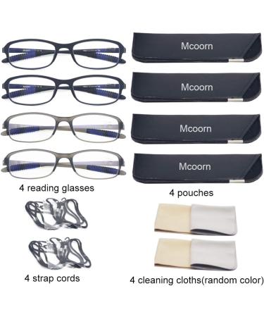 Buy Computer Blue Light Blocking Reading Glasses - Flexible Lightweight UV Protection - Anti Eyestrain for Men & Women - 2 Black & 2 Gray 2.0x - Buy Online on GoSupps.com