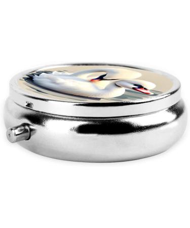 Shop Cute Little Swan Round Pill Box - 3 Compartment Portable Travel Organizer for Easy Medication Storage - Buy Online on GoSupps.com