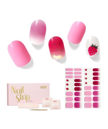 NAILOG Semi Cured Gel Nail Strips 34 pcs Salon-Quality Gel Nail Stickers Long Lasting Nail Wraps for Women with Soft Gel Finish Strawberry Love - Buy Online on GoSupps.com