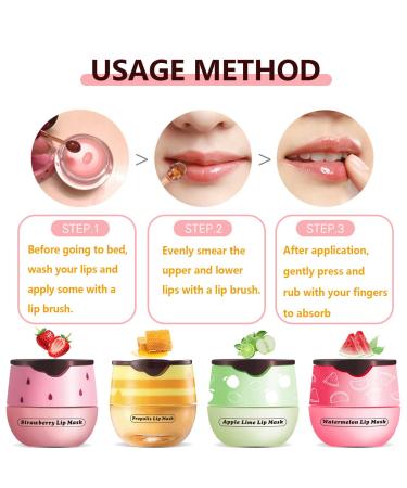 4 Pcs Honey Lip Balm Strawberry Apple Watermelon Lip Mask Moisturizing Lip Sleeping Mask Hydrate Repair Prevent Dry Cracked Lip (Honey+Strawberry+Apple Lime+Watermelon) 4 Kinds of Fruits - Buy Online on GoSupps.com
