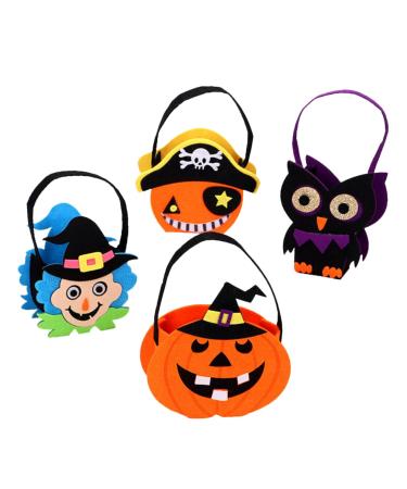 CAXUSD 4pcs Halloween Candy Bag Halloween Treat Buckets Halloween Treats Bags Cartoon Pirate Bag Felt Cloth