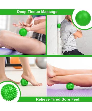 Uraqt Fascia Massage Balls Set - 2 Small Hedgehog Balls for Muscle Tension Relief | Ideal for Feet Back Neck & Hands (Green) - Buy Online on GoSupps.com
