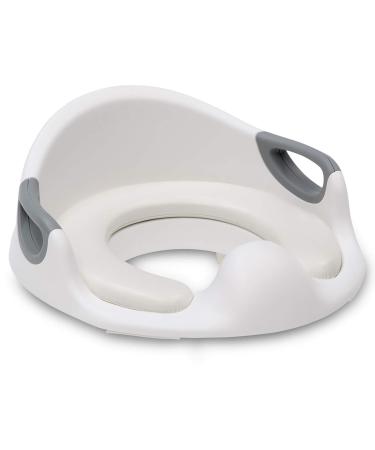 Delta Children Kid Size Toddler Potty Training Seat for Boys & Girls - Includes Soft Seat, Handles & Built-in Splash Guard - Easy to Clean, White/Grey