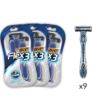 BIC Flex3 Men's Disposable Razors - 9 Razors Bundle Pack | Smooth and Comfortable Shave - Buy Online on GoSupps.com
