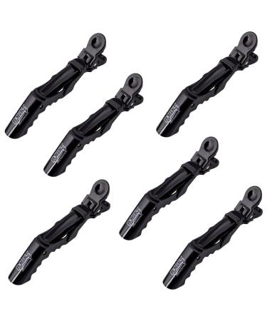 Poniks Locking Clips Crocodile - Black Plastic Hair Clips for Hairdressers | 6-Piece Set 11 cm - Essential Hairdressing Tools & Compartment Clamps - Buy Online on GoSupps.com