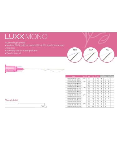Luxx PDO Thread Lift - 100 Mono Threads for Face & Body Lifting | 29G 50mm | Made in South Korea - Buy Online on GoSupps.com