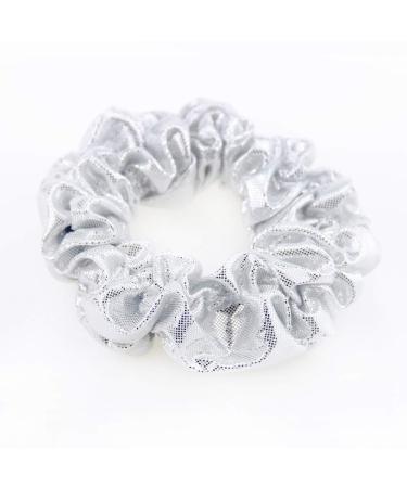 4 Pack Metallic Slap Bracelet Hair Scrunchies - Silver Ponytail Holder for School Performance and Parties - Buy Online on GoSupps.com