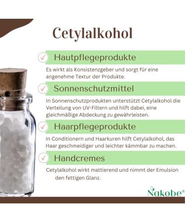 Buy Nakobe Cetyl Alcohol 500g | Fatty Alcohol Wax Beads Emulsifier & Consistency Agent for Skincare & Cosmetics - Buy Online on GoSupps.com