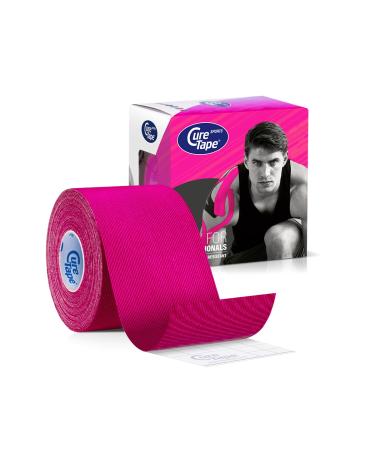 Curtape Sports Kinesiology Tape |25% more adhesive power |Waterproof & latex -free kinesiotapes |Sports tape for injuries & complaints |T V certified |5cm x 5m |Pink