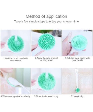 Silicone Body Scrubber Exfoliator Back Brush with Long Handle for Shower - Soft Bristles, Non-Slip, BPA-Free - Shower Scrubber for Men and Women - Buy Online on GoSupps.com