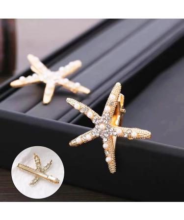 Starfish Seashell Hair Clips Set with Pearls and Crystals - Wedding Hair Accessories for Women - Buy Online on GoSupps.com