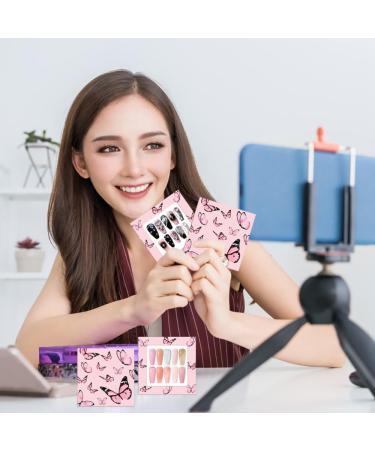 35 Pcs Empty Press on Nails Packaging Box Set - Pink | Includes White Background Papers & Double Sided Tape | Ideal for Nail Business - Buy Online on GoSupps.com