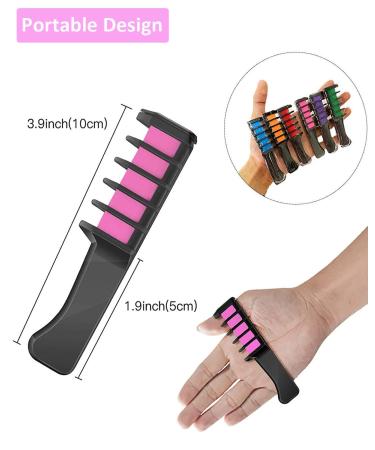 Kids Washable Hair Chalk Comb - Temporary Hair Color Dye for Girls | 6 Colors - Purple, Blue, Green, Orange, Pink, Red | Birthday, Cosplay, Halloween, Christmas - Buy Online on GoSupps.com