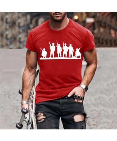 HDDK 4th of July Soldier Short Sleeve T-shirt | Independence Day Patriotic Tee - Red X-Large - Buy Online on GoSupps.com