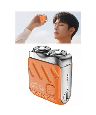 Beard Shaver Traveler Mini and Portable Suitcase Design Portable Mini Rotary Electric Shaver for Men Pocket Shaver USB Mini Shavers for Men (Orange)