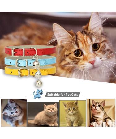 XFENTECH 3-Piece Cat Collar Set - Durable PU Neck Bands with Metal Buckle & Bell - Khaki Brown Black - Buy Online on GoSupps.com