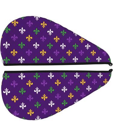 Hair Towel Wrap - Quick Drying Turban & Button Design | Purple Mardi Gras Hair Drying Towel - Buy Online on GoSupps.com