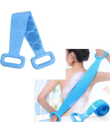 Silicone Bath Body Brush Exfoliator with Soft Bristles and Massage Dots - Blue Purple - Buy Online on GoSupps.com