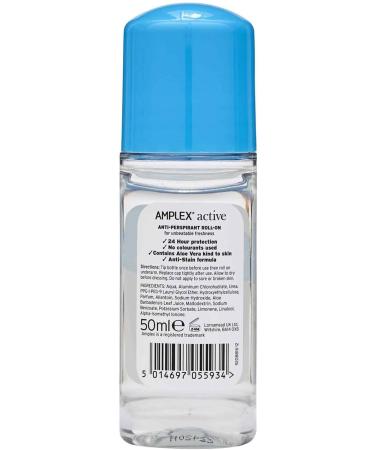 Amplex Active AntiPerspirant Deodorant Roll-On 50ml | 12 Pack - Buy Online on GoSupps.com