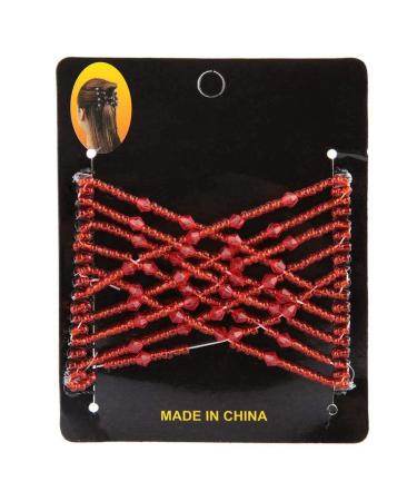 MOUMOUTEN Magic Hair Comb - Stretchable Beading Hair Slide Elastic Hair Comb Beading Hair Accessory for Weddings and Daily Use (Red)