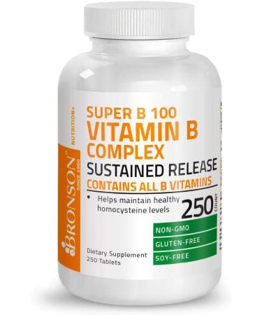 Bronson Vitamin B100 Complex - High Potency Sustained Release, 250 Tablets - Buy Online on GoSupps.com