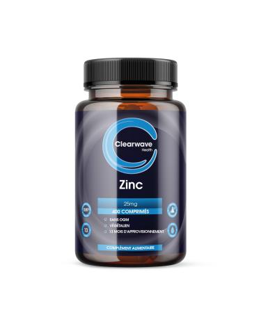 High Strength Zinc Tablets - 400 Vegan Zinc Tablets 1+ Year Supply - 25mg Zinc (max Safe Daily dose) per Tablet - Zinc Supplements for Skin Hair and Nails - Immunity Supplement for Men and Women