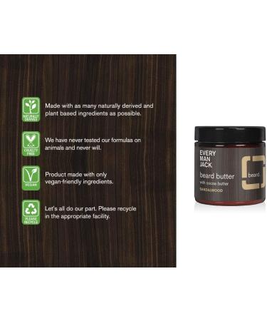 Every Man Jack Beard Butter- Subtle Sandalwood Fragrance - Rejuvenates Hydrates and Styles Dry Unruly Beards While Relieving Itch - Naturally Derived with Cocoa Butter and Shea Butter - 4-ounce - Buy Online on GoSupps.com